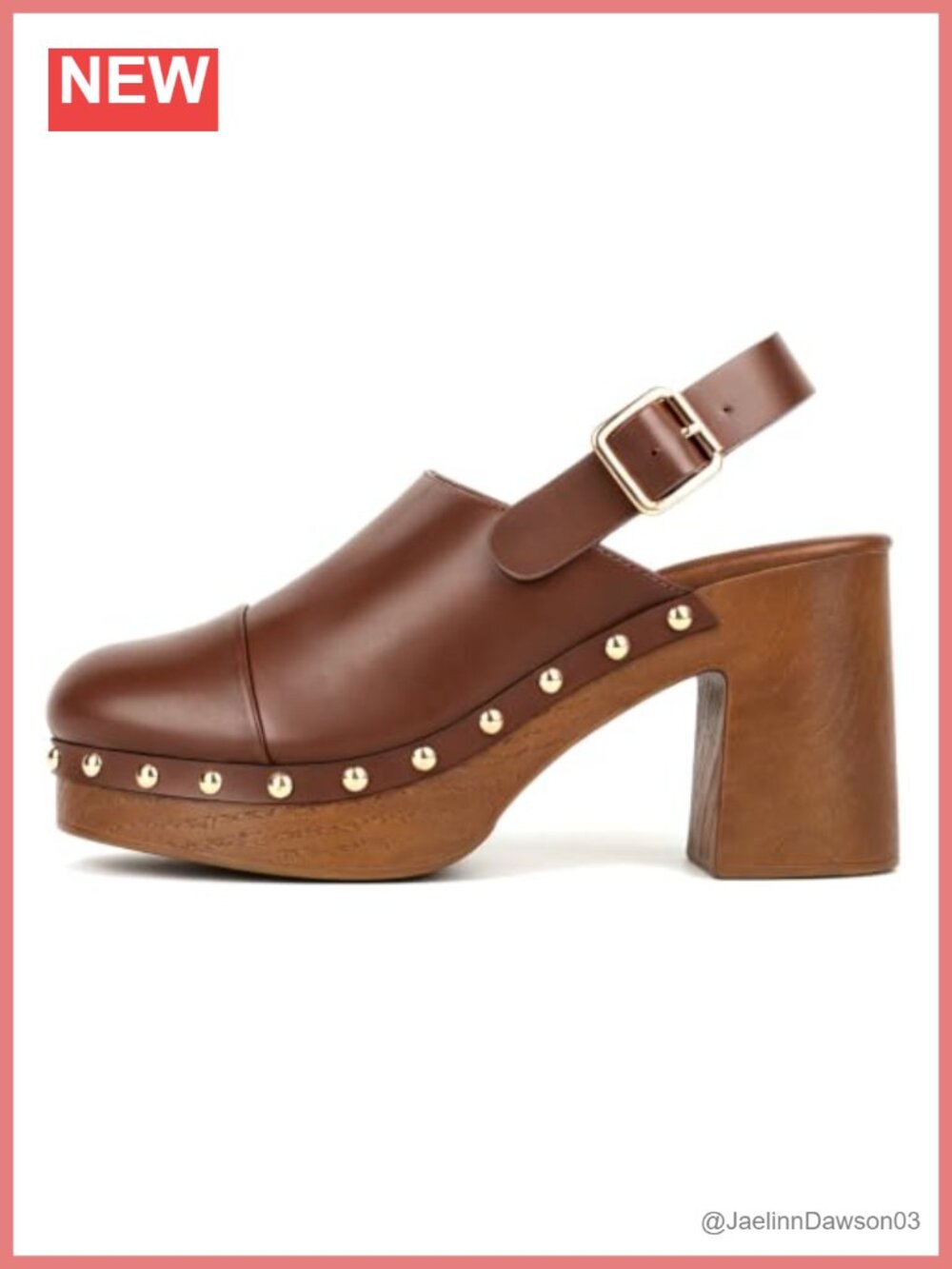 Studded Platform Mules Women Chunky Heeled Clogs Faux Wood